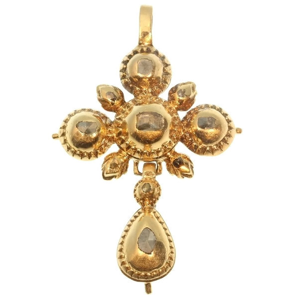 Antique gold cross pendant set with rose cut diamonds
